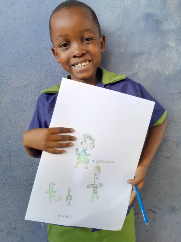 絵を描いてくれたザンビアのスラムの男の子
