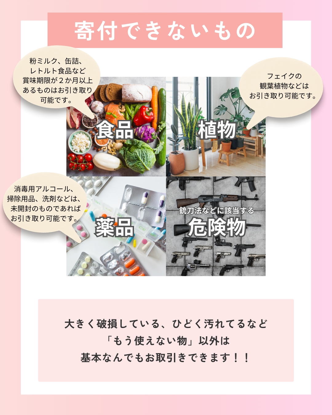 寄付できないものをご説明します