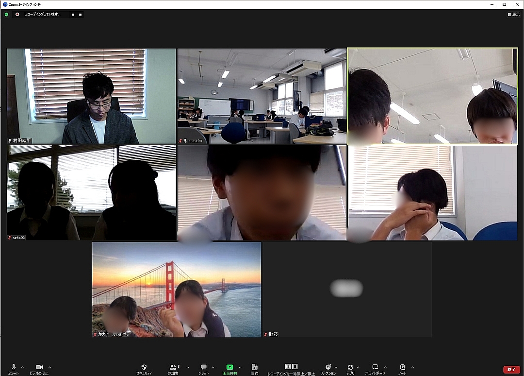 兵庫県篠山産業高校でのZoom授業の様子 タブレットを利用して講演を行いました