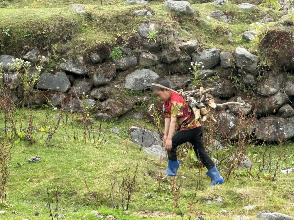 学校から帰ると薪拾いをします<br class=sp_only>煮炊きもお風呂も全て薪です