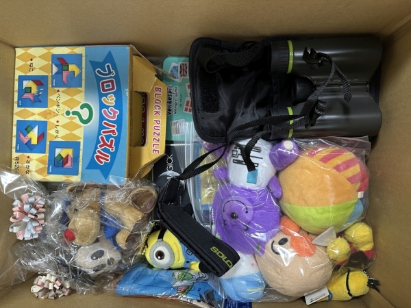  おもちゃや知育玩具も仕分けて隙間なく入れていきます。