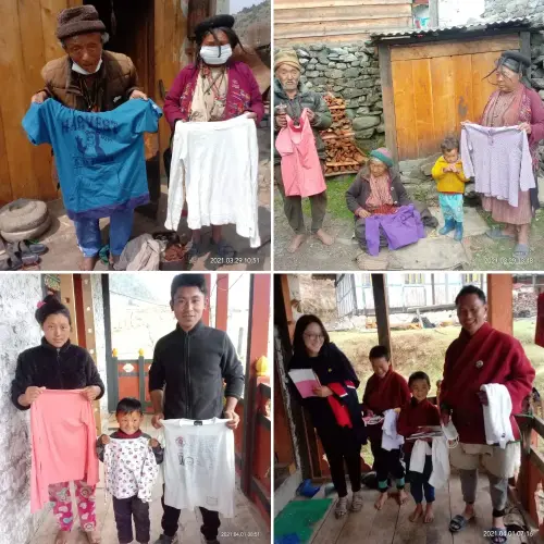 ブータンサクテン村に暖かい服の寄付