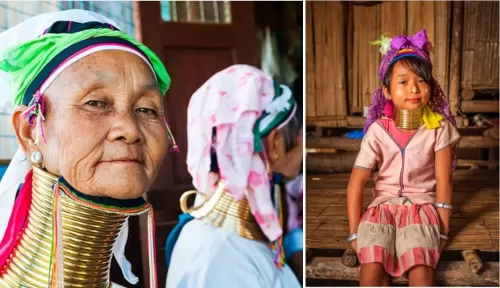 タイで、観光業に従事している首長族の女性たち