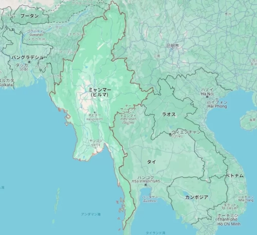 ミャンマーは、多くの隣国と海に囲まれた国です。