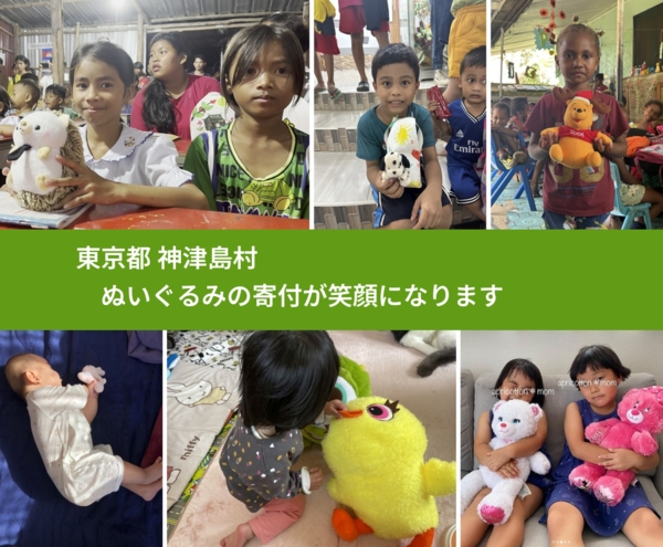 東京都 神津島村 で、安心してぬいぐるみを寄付できます。ワクチン募金にもなります