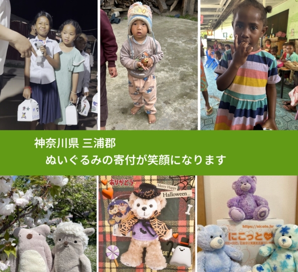 神奈川県 三浦郡 で、安心してぬいぐるみを寄付できます。ワクチン募金にもなります