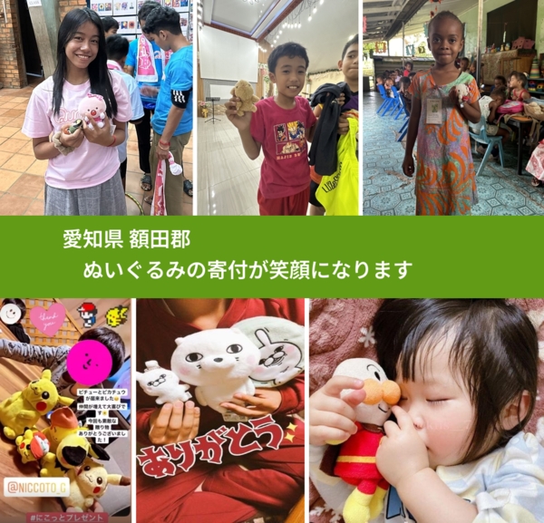 愛知県 額田郡 で、安心してぬいぐるみを寄付できます。ワクチン募金にもなります