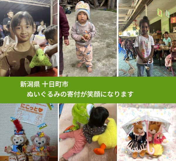 新潟県 十日町市 で、安心してぬいぐるみを寄付できます。ワクチン募金にもなります