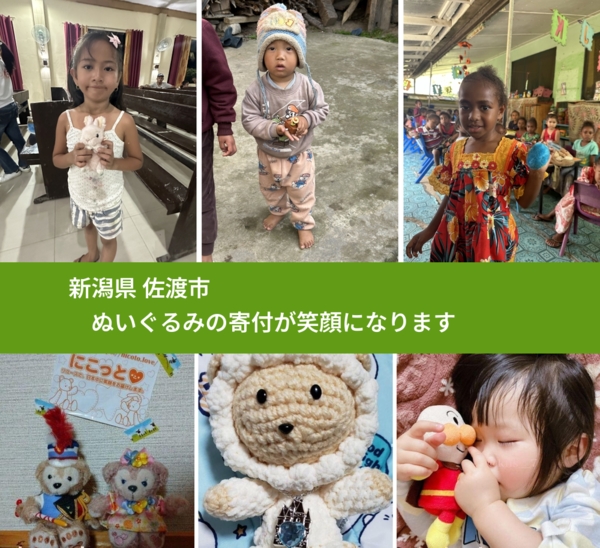 新潟県 佐渡市 で、安心してぬいぐるみを寄付できます。ワクチン募金にもなります